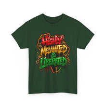 Load image into Gallery viewer, Highly Melanated &amp; Liberated Graffiti Streetwear T-Shirt | Juneteenth Pride Unisex Heavy Cotton Tee
