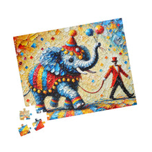 Load image into Gallery viewer, The Grand Circus Parade – Whimsical Carnival Art | Colorful Elephant Jigsaw Puzzle (110, 252, 520, 1014-piece)
