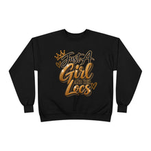 Load image into Gallery viewer, Just A Girl and Her Locs Unisex EcoSmart® Crewneck Sweatshirt
