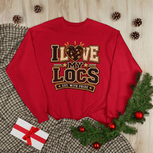 Load image into Gallery viewer, I Love My Locs Varsity Crewneck Unisex EcoSmart® Crewneck Sweatshirt
