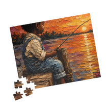 Load image into Gallery viewer, Golden Hour Fishing – A Moment of Peace Puzzle (110, 252, 520, 1014-piece)
