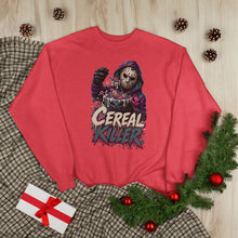 Load image into Gallery viewer, Cereal Killer Halloween Sweatshirt | Masked Horror Graphic Unisex EcoSmart® Crewneck Sweatshirt
