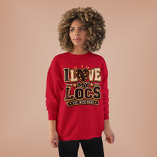Load image into Gallery viewer, I Love My Locs Varsity Crewneck Unisex EcoSmart® Crewneck Sweatshirt

