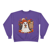 Load image into Gallery viewer, Pumpkins, Leaves, Cozy Nights &amp; Coffee Fall Unisex EcoSmart® Crewneck Sweatshirt
