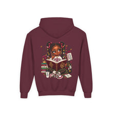 Load image into Gallery viewer, Booked for a Brighter Me Girls Hoodie | Inspirational Reading &amp; Big Dreams Youth Heavy Blend Hooded Sweatshirt
