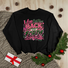 Load image into Gallery viewer, I Love Both Places Back and Forth Sweatshirt – Pink &amp; Green Graphic Unisex EcoSmart® Crewneck Sweatshirt
