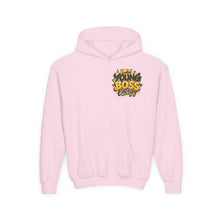 Load image into Gallery viewer, Young Boss Energy Lemonade CEO | Girls Inspirational Graphic Youth Heavy Blend Hooded Sweatshirt
