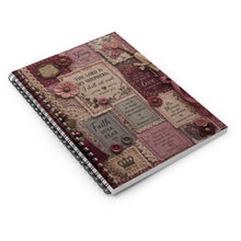 Load image into Gallery viewer, Faith &amp; Fabric – Psalm 23:1 - Luxe Junk Journal Spiral Notebook - Ruled Line
