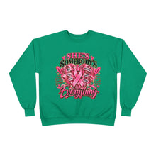 Load image into Gallery viewer, She’s Somebody’s Everything Breast Cancer Awareness | Pink Ribbon Family Support Unisex EcoSmart® Crewneck Sweatshirt
