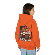 Load image into Gallery viewer, Booked for a Brighter Me Girls Hoodie | Inspirational Reading &amp; Big Dreams Youth Heavy Blend Hooded Sweatshirt
