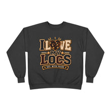 Load image into Gallery viewer, I Love My Locs Varsity Crewneck Unisex EcoSmart® Crewneck Sweatshirt

