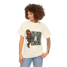 Load image into Gallery viewer, Caffeine Because Jail Is Expensive  Funny Coffee Lover Ransom Note Graphic Unisex Heavy Cotton Tee
