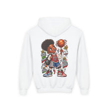 Load image into Gallery viewer, Small Dude Big Plans Boys Basketball Hoodie | Motivational Kids Graphic Youth Heavy Blend Hooded Sweatshirt
