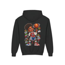 Load image into Gallery viewer, Small Dude Big Plans Boys Basketball Hoodie | Motivational Kids Graphic Youth Heavy Blend Hooded Sweatshirt
