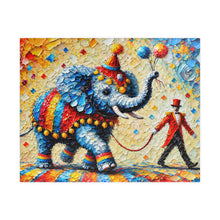 Load image into Gallery viewer, The Grand Circus Parade – Whimsical Carnival Art | Colorful Elephant Jigsaw Puzzle (110, 252, 520, 1014-piece)
