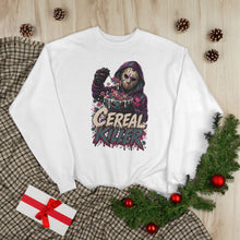Load image into Gallery viewer, Cereal Killer Halloween Sweatshirt | Masked Horror Graphic Unisex EcoSmart® Crewneck Sweatshirt
