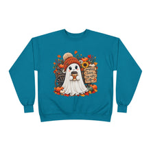 Load image into Gallery viewer, Pumpkins, Leaves, Cozy Nights &amp; Coffee Fall Unisex EcoSmart® Crewneck Sweatshirt
