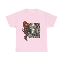 Load image into Gallery viewer, Caffeine Because Jail Is Expensive  Funny Coffee Lover Ransom Note Graphic Unisex Heavy Cotton Tee
