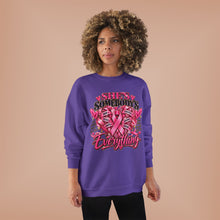 Load image into Gallery viewer, She’s Somebody’s Everything Breast Cancer Awareness | Pink Ribbon Family Support Unisex EcoSmart® Crewneck Sweatshirt
