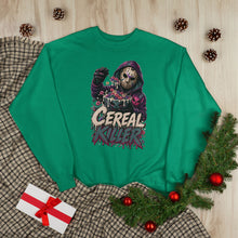 Load image into Gallery viewer, Cereal Killer Halloween Sweatshirt | Masked Horror Graphic Unisex EcoSmart® Crewneck Sweatshirt
