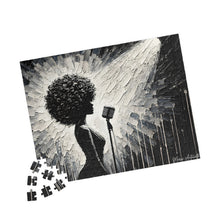 Load image into Gallery viewer, Her Moment to Shine – Black &amp; White Soulful Music Art Puzzle (110, 252, 520, 1014-piece)
