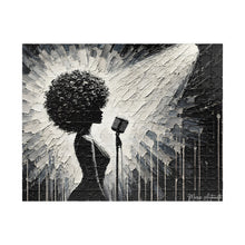 Load image into Gallery viewer, Her Moment to Shine – Black &amp; White Soulful Music Art Puzzle (110, 252, 520, 1014-piece)
