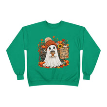 Load image into Gallery viewer, Pumpkins, Leaves, Cozy Nights &amp; Coffee Fall Unisex EcoSmart® Crewneck Sweatshirt
