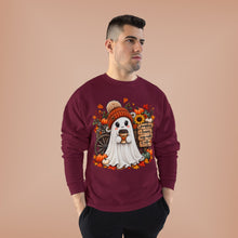 Load image into Gallery viewer, Pumpkins, Leaves, Cozy Nights &amp; Coffee Fall Unisex EcoSmart® Crewneck Sweatshirt
