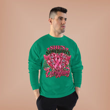 Load image into Gallery viewer, She’s Somebody’s Everything Breast Cancer Awareness | Pink Ribbon Family Support Unisex EcoSmart® Crewneck Sweatshirt
