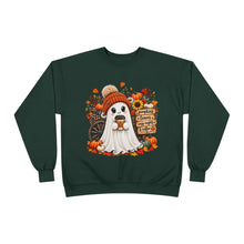 Load image into Gallery viewer, Pumpkins, Leaves, Cozy Nights &amp; Coffee Fall Unisex EcoSmart® Crewneck Sweatshirt
