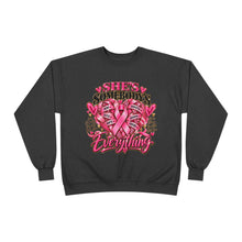 Load image into Gallery viewer, She’s Somebody’s Everything Breast Cancer Awareness | Pink Ribbon Family Support Unisex EcoSmart® Crewneck Sweatshirt
