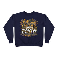 Load image into Gallery viewer, Back &amp; Forth Bling Sweatshirt – “I Love Both Places” Statement Unisex EcoSmart® Crewneck Sweatshirt

