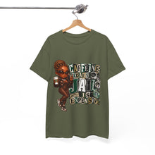 Load image into Gallery viewer, Caffeine Because Jail Is Expensive  Funny Coffee Lover Ransom Note Graphic Unisex Heavy Cotton Tee

