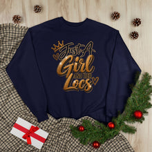 Load image into Gallery viewer, Just A Girl and Her Locs Unisex EcoSmart® Crewneck Sweatshirt
