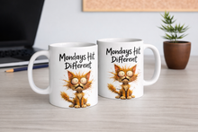 Load image into Gallery viewer, Mondays Hit Different White Ceramic Mug, 11oz
