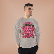 Load image into Gallery viewer, She’s Somebody’s Everything Breast Cancer Awareness | Pink Ribbon Family Support Unisex EcoSmart® Crewneck Sweatshirt
