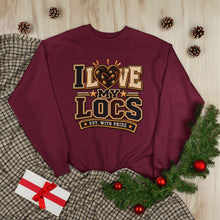 Load image into Gallery viewer, I Love My Locs Varsity Crewneck Unisex EcoSmart® Crewneck Sweatshirt

