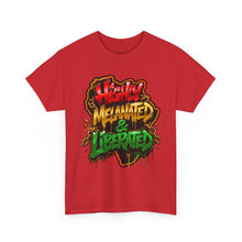 Load image into Gallery viewer, Highly Melanated &amp; Liberated Graffiti Streetwear T-Shirt | Juneteenth Pride Unisex Heavy Cotton Tee

