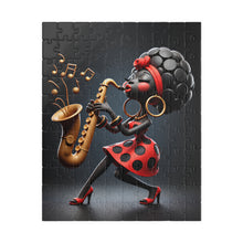 Load image into Gallery viewer, Sassy Sax – Red Polka Dot Music Art Puzzle (110, 252, 520, 1014-piece)
