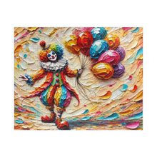 Load image into Gallery viewer, Colorful Carnival Dreams – Whimsical Clown &amp; Balloons Jigsaw Puzzle (110, 252, 520 or 1014 piece options)

