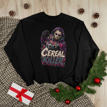 Load image into Gallery viewer, Cereal Killer Halloween Sweatshirt | Masked Horror Graphic Unisex EcoSmart® Crewneck Sweatshirt
