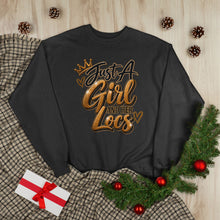 Load image into Gallery viewer, Just A Girl and Her Locs Unisex EcoSmart® Crewneck Sweatshirt
