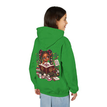 Load image into Gallery viewer, Booked for a Brighter Me Girls Hoodie | Inspirational Reading &amp; Big Dreams Youth Heavy Blend Hooded Sweatshirt
