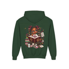 Load image into Gallery viewer, Booked for a Brighter Me Girls Hoodie | Inspirational Reading &amp; Big Dreams Youth Heavy Blend Hooded Sweatshirt
