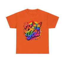 Load image into Gallery viewer, Be You Rainbow Butterfly Pride Shirt | Colorful LGBTQ+ Inspirational Unisex Heavy Cotton Tee
