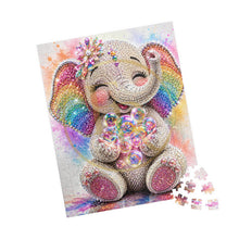 Load image into Gallery viewer, Sparkle &amp; Bubbles – Rainbow Bling Baby Elephant Puzzle (110, 252, 520, 1014-piece)
