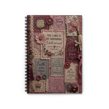 Load image into Gallery viewer, Faith &amp; Fabric – Psalm 23:1 - Luxe Junk Journal Spiral Notebook - Ruled Line
