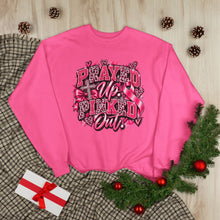 Load image into Gallery viewer, Prayed Up Pinked Out Breast Cancer Awareness Unisex EcoSmart® Crewneck Sweatshirt
