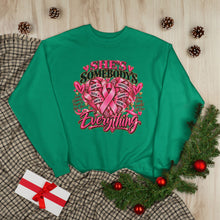 Load image into Gallery viewer, She’s Somebody’s Everything Breast Cancer Awareness | Pink Ribbon Family Support Unisex EcoSmart® Crewneck Sweatshirt
