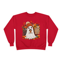 Load image into Gallery viewer, Pumpkins, Leaves, Cozy Nights &amp; Coffee Fall Unisex EcoSmart® Crewneck Sweatshirt
